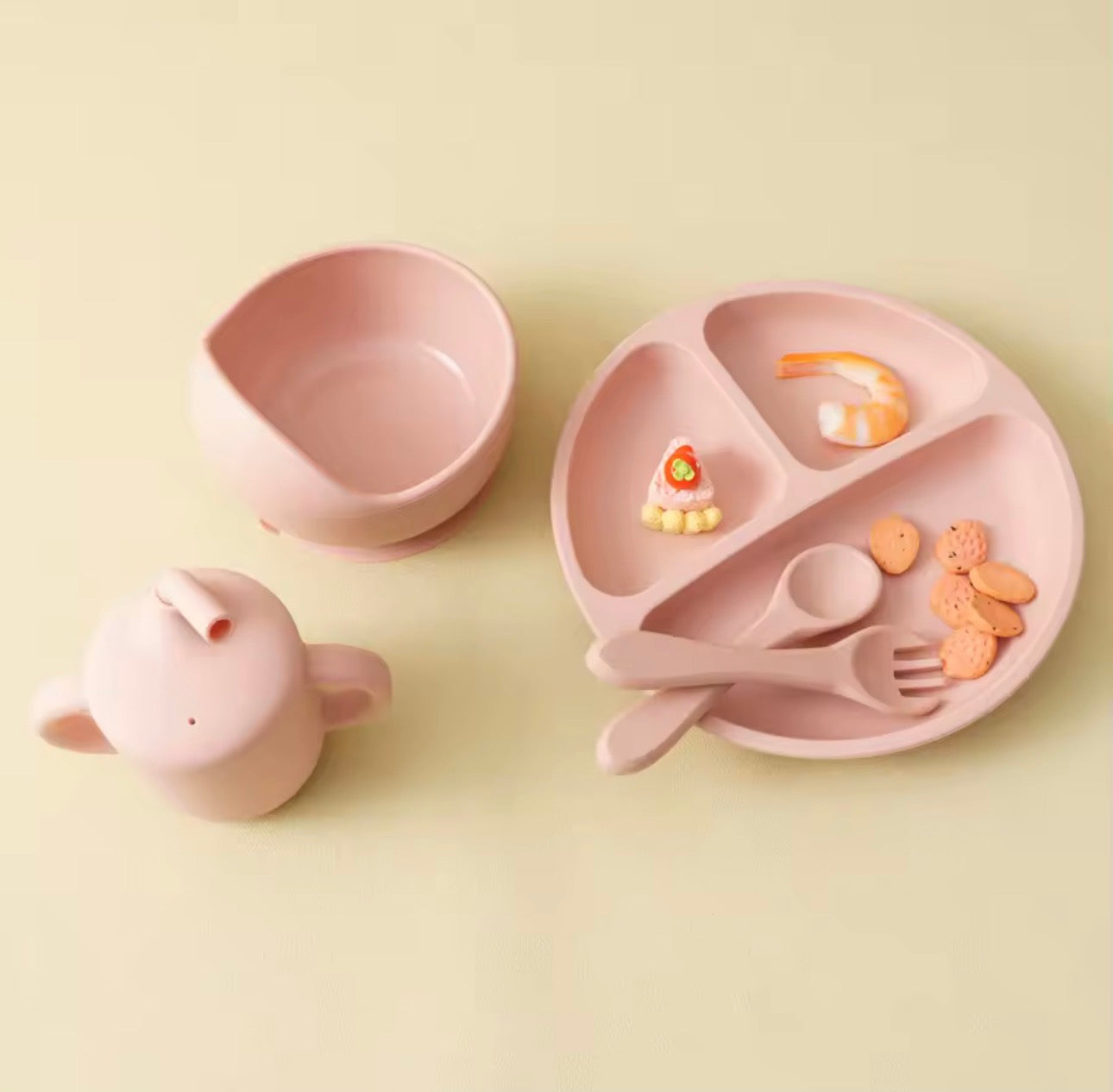 Silicone Baby Feeding Set – BPA-Free Plate, Bowl, Bib & Cutlery