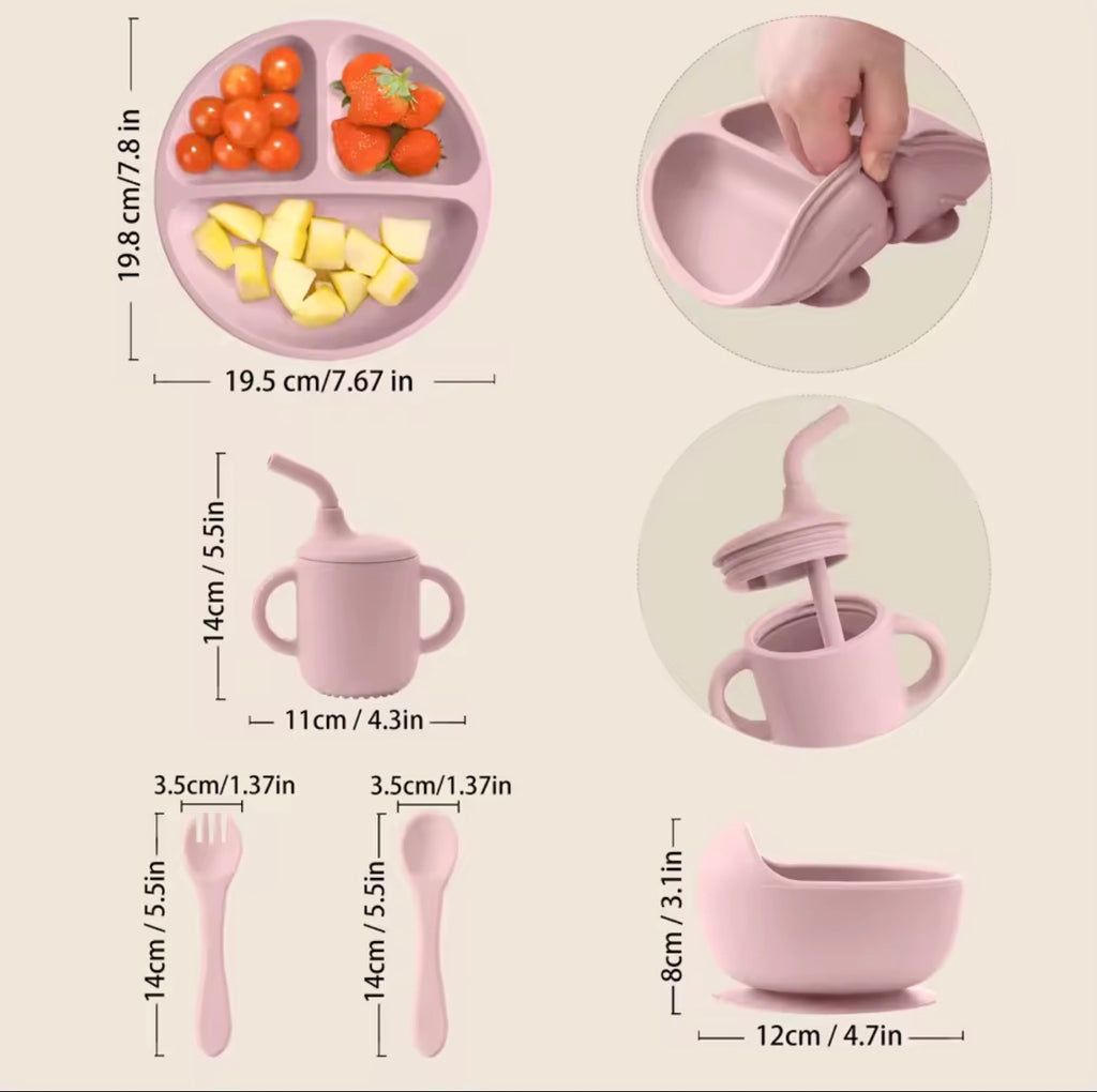 Silicone Baby Feeding Set – BPA-Free Plate, Bowl, Bib & Cutlery