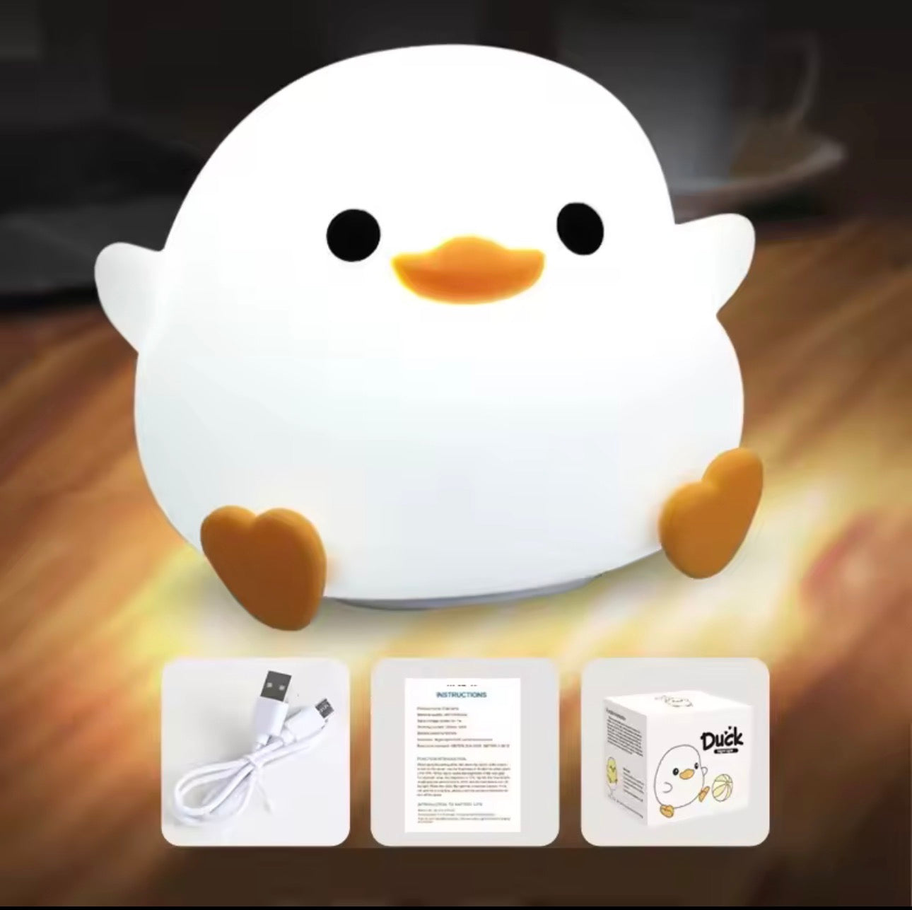 Cute Duck LED Night Light – Rechargeable Baby Nursery Lamp