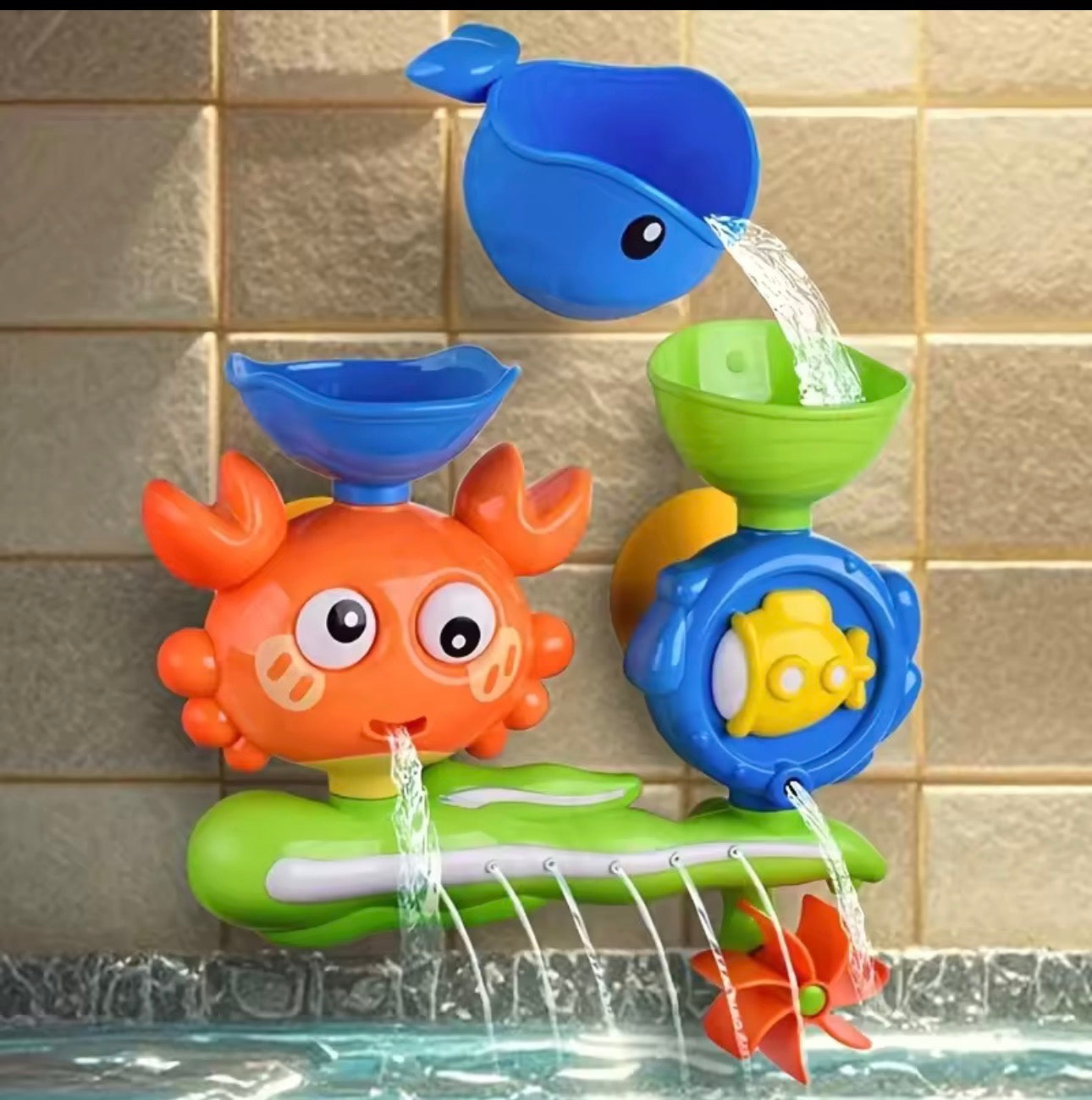 Interactive Suction Cup Bath Toy Set – Waterfall Bath Toys for Toddlers